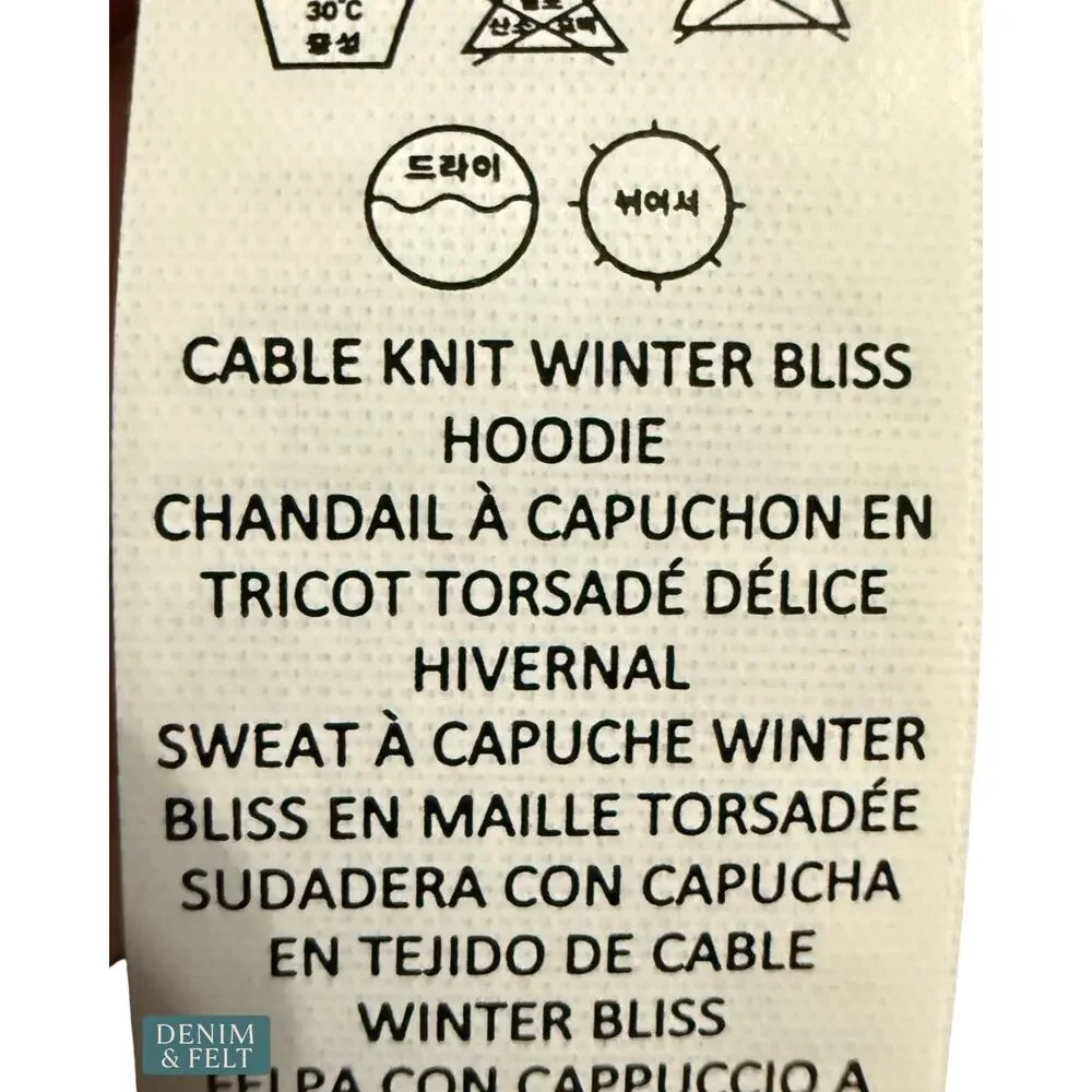 NEW Alo Yoga Cable Knit Winter Bliss Hoodie Light Cocoa Cozy Luxe Cropped Soft M